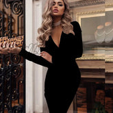 Hnewly Women’s New Fashion Clothing Sexy V - Neck Folds Buttocks Party Dress Elegant Temperament